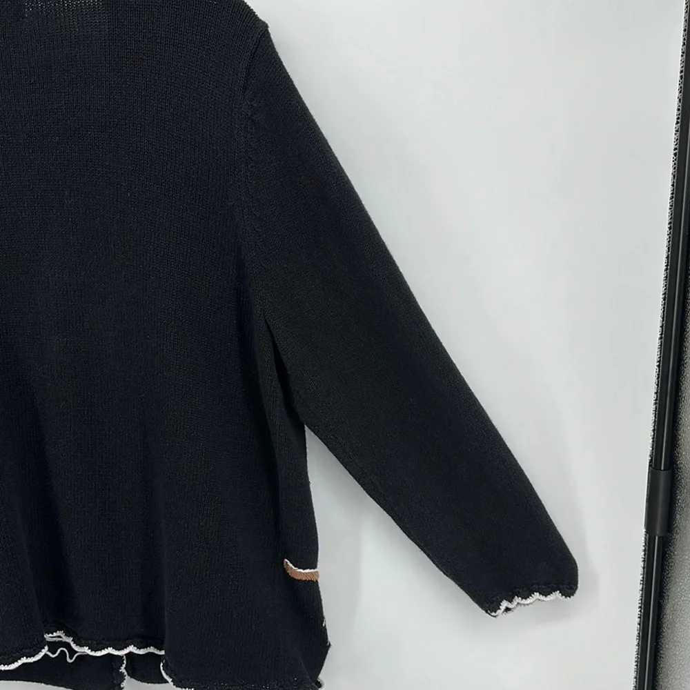 VTG Studio Black Christmas‎ Cardigan with Festive Cardinal Design Sz 1X